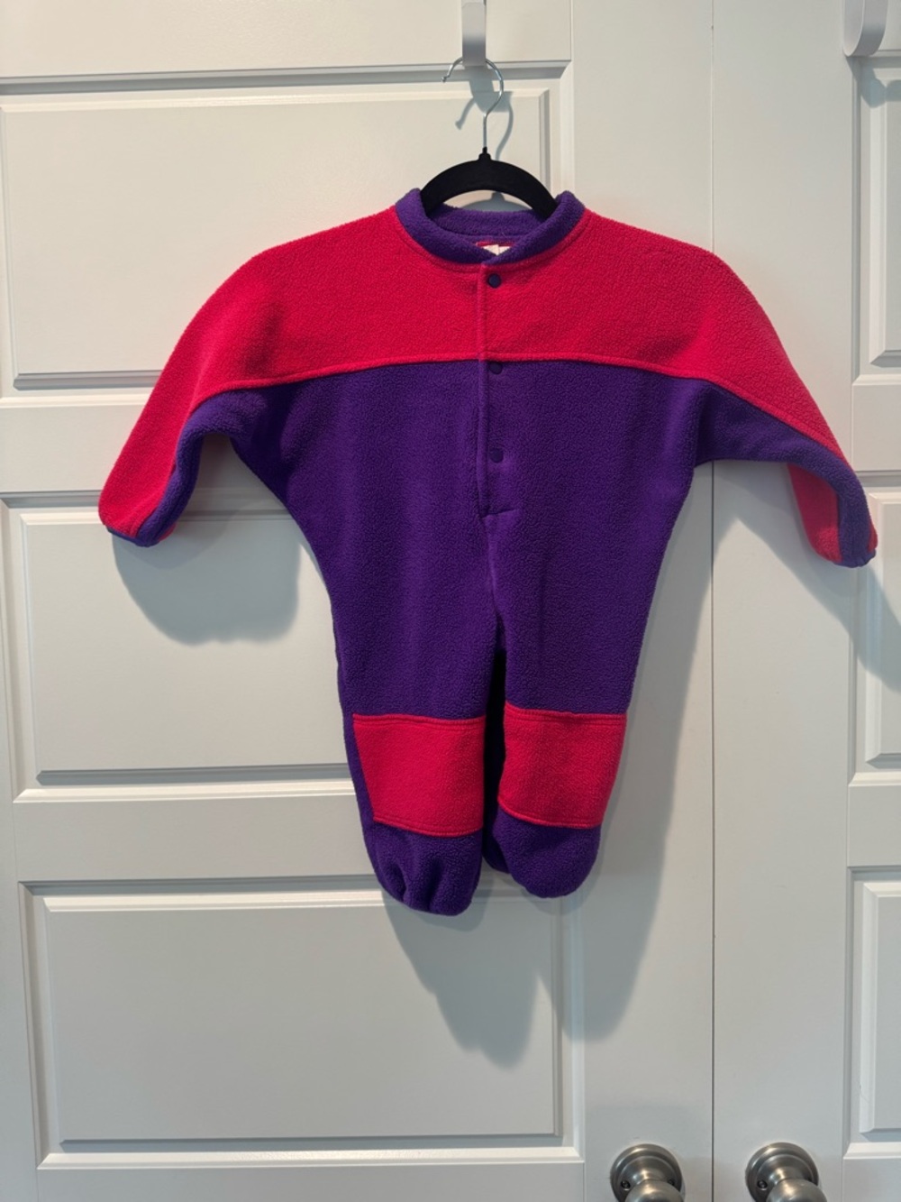 Vintage 80s Colorblock Fleece One Piece Pink & Purple Infant Size 6-12 Months